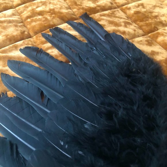 HALLOWEEN. Black Feather Wings! Masquerade/Cosplay/Super Hero (Unisex) L - Picture 3 of 7